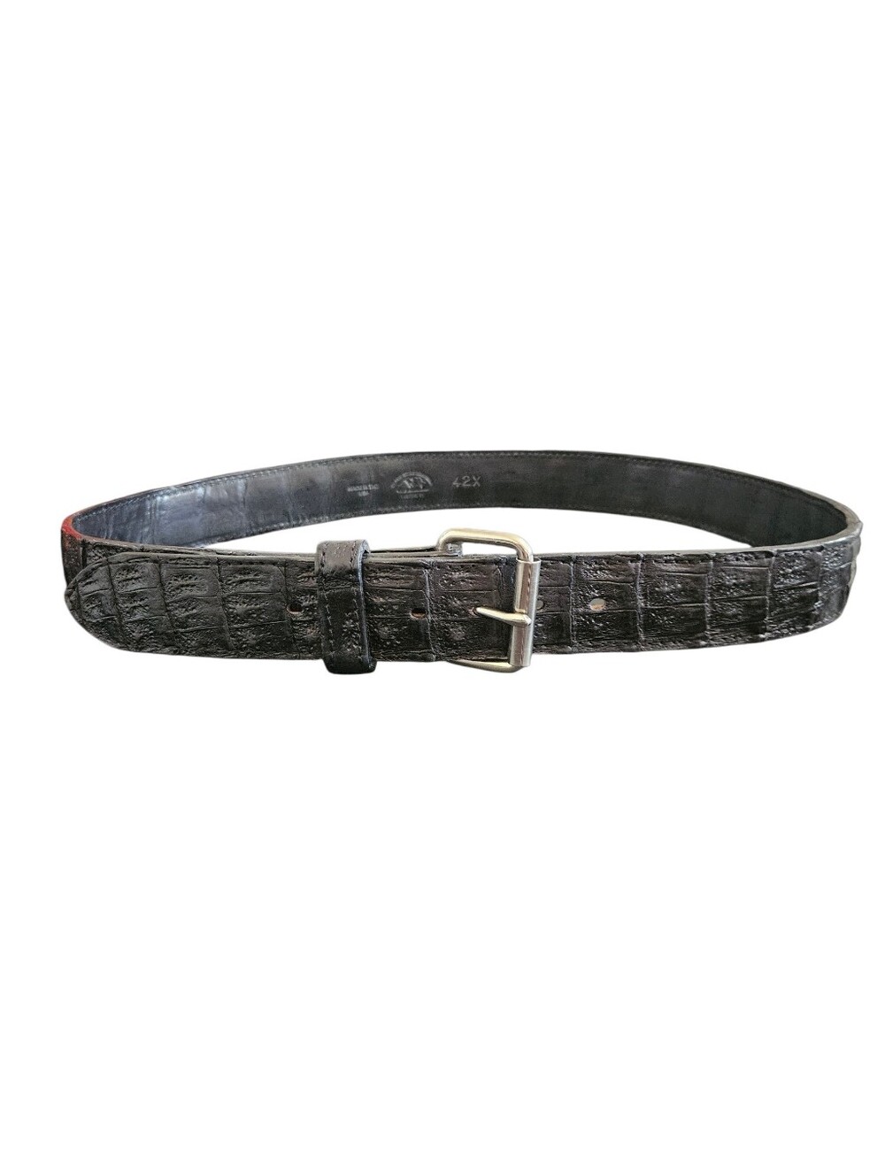 Black Hills Leather Men's Black Exotic Crocodile Skin Leather Belt Size 42X